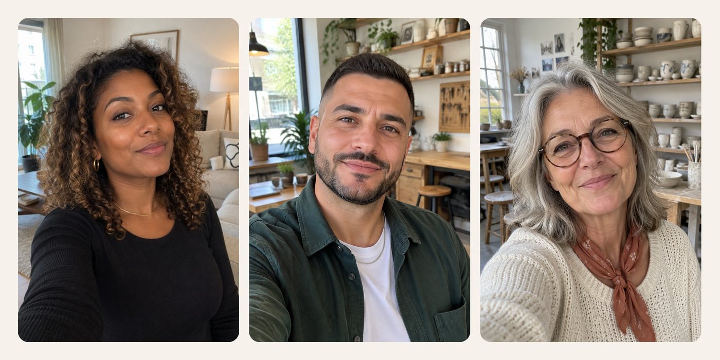 Trois personnages créés dans Roboto