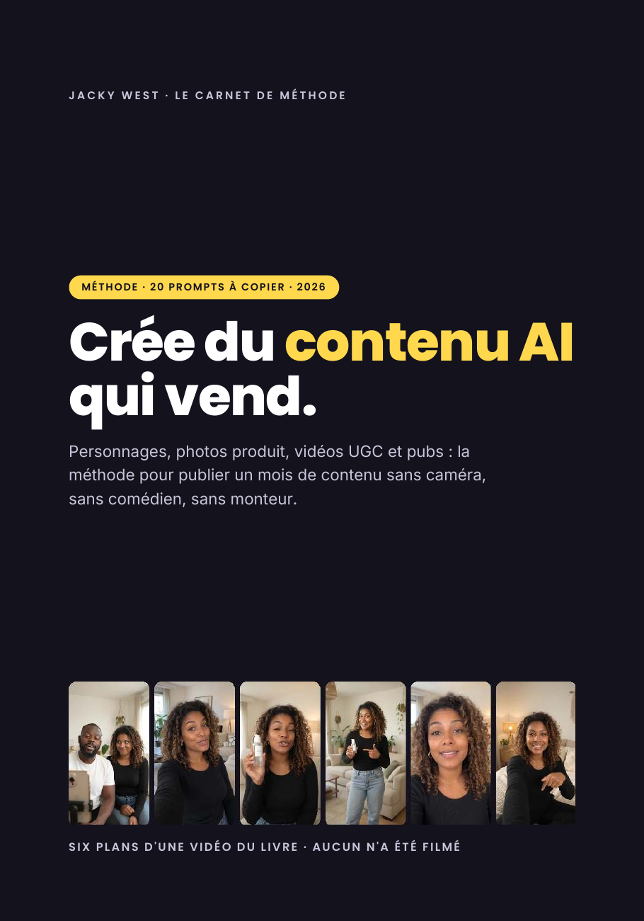 Couverture du guide « Crée du contenu AI qui vend »