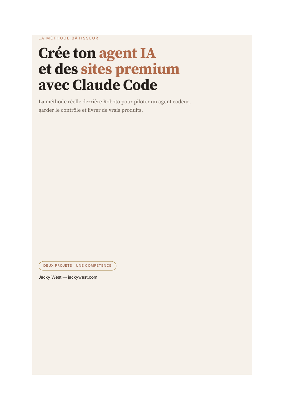 Couverture du guide « Crée ton agent IA et des sites premium avec Claude Code »