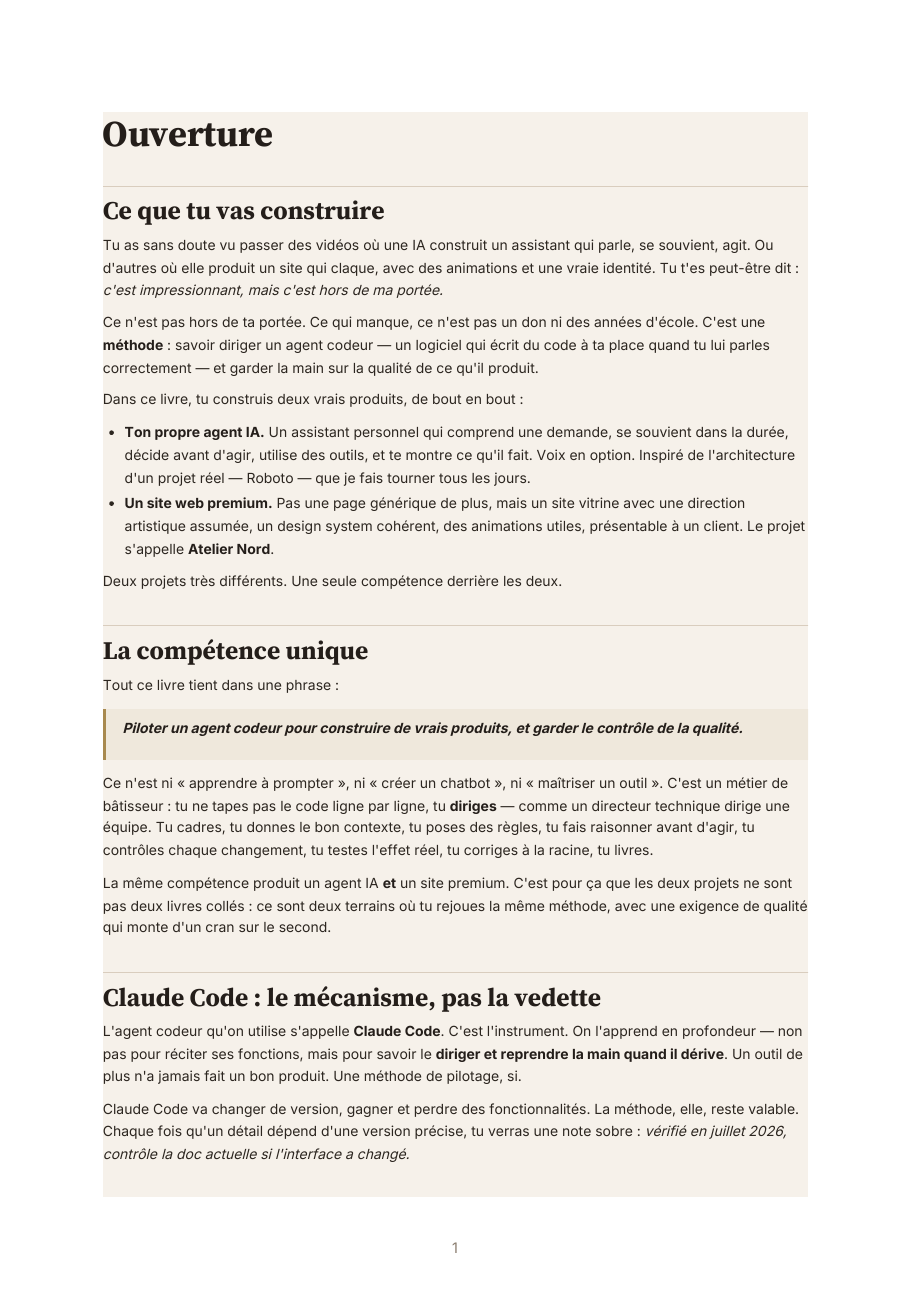 Page réelle du PDF : page d’ouverture du guide