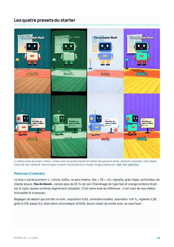 Guide, page : Les quatre presets du starter