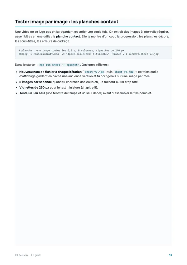 Guide, page : La planche contact